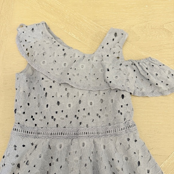 Knitworks One-Shoulder Lace Kids Dress in Light Blue - Picture 3 of 6